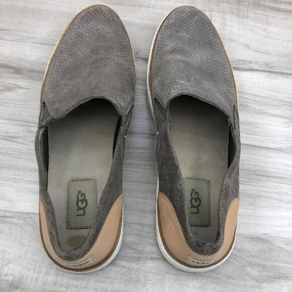 Ugg Shoes Womens 9.5 Adley Gray Suede Slip On Sneakers - Picture 8 of 11